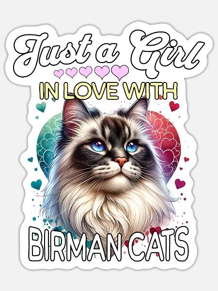 Birma Katze Mädchen - Sticker Größe S (10 x 10 cm) - Mattweiß
