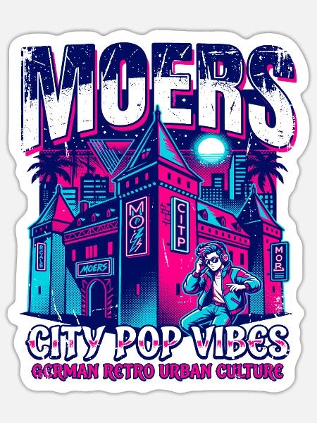 Moers German Retro Urban Culture City Pop - Sticker Größe S (10 x 10 cm) - Mattweiß