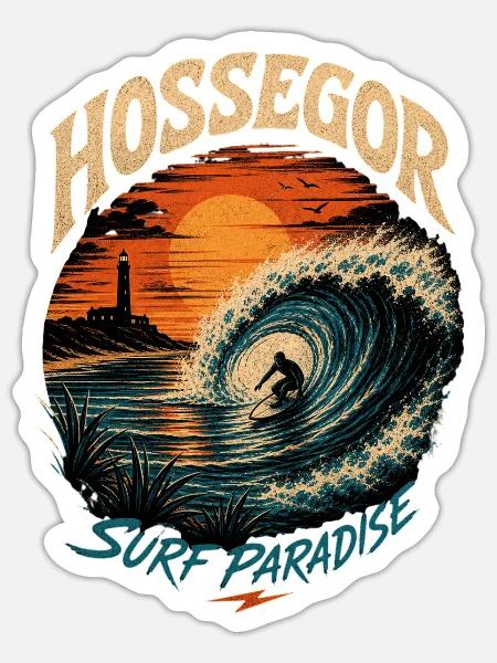Hossegor Surfen - Sticker Größe S (10 x 10 cm) - Mattweiß