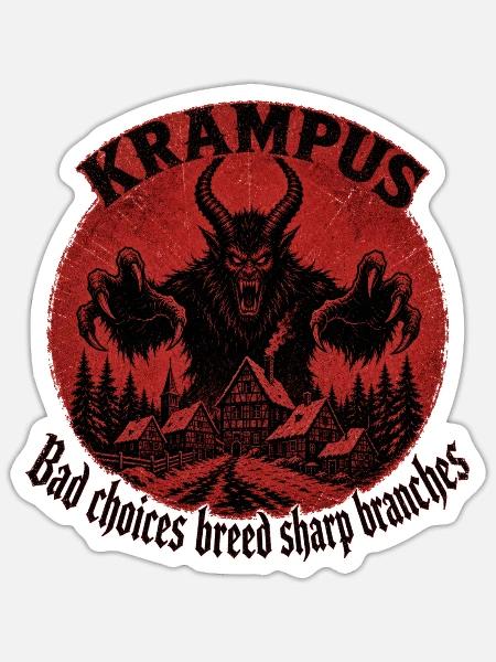 Kramperl Perchtenmaske Krampus Geschenk Nikolaus - Sticker Größe S (10 x 10 cm) - Mattweiß