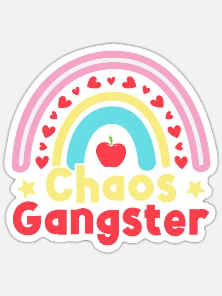 Pre K Teacher Chaos Gangster Kindergarten Teacher - Sticker Größe S (10 x 10 cm) - Mattweiß
