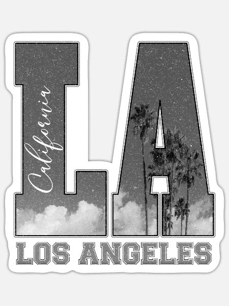 LA Los Angeles City Kalifornien Palmen Urban - Sticker Größe S (10 x 10 cm) - Mattweiß