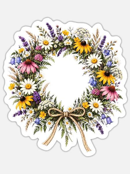 Botanische Wildblumen Wildblume - Sticker Größe S (10 x 10 cm) - Mattweiß