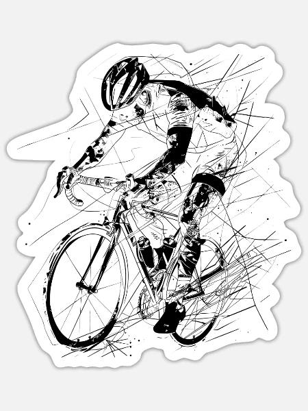 Radsportler - Sticker Größe S (10 x 10 cm) - Mattweiß