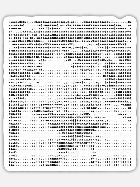 Michelangelo David ASCII-Kunst - Sticker Größe S (10 x 10 cm) - Mattweiß