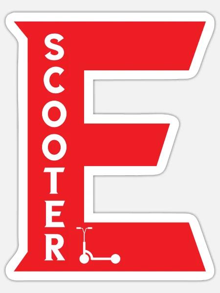 Scooter Letter E Design - Sticker Größe S (10 x 10 cm) - Mattweiß