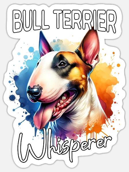 Bullterrier Flüsterer - Sticker Größe S (10 x 10 cm) - Mattweiß