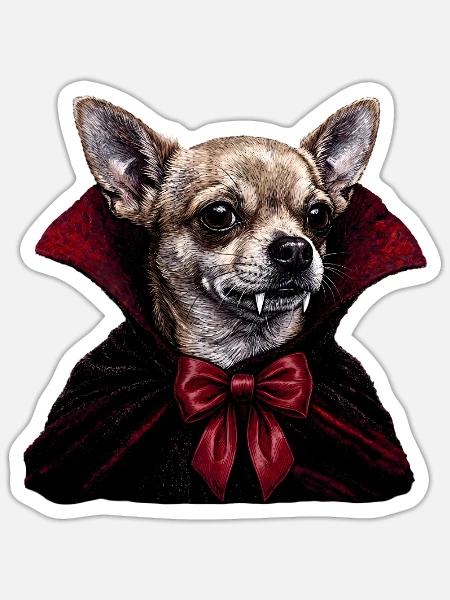 Halloween Chihuahua Vampire Dog Dracula Costume - Sticker Größe S (10 x 10 cm) - Mattweiß