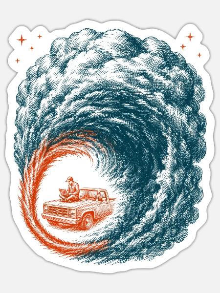 Hook Echo Radar Sturmverfolgung Tornado-tracker - Sticker Größe S (10 x 10 cm) - Mattweiß