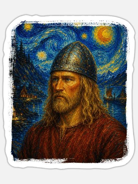 Leif Erikson Sternennacht - Sticker Größe S (10 x 10 cm) - Mattweiß