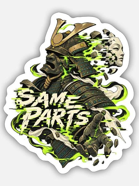 Neon Samurai: Same Parts - Sticker Größe S (10 x 10 cm) - Mattweiß