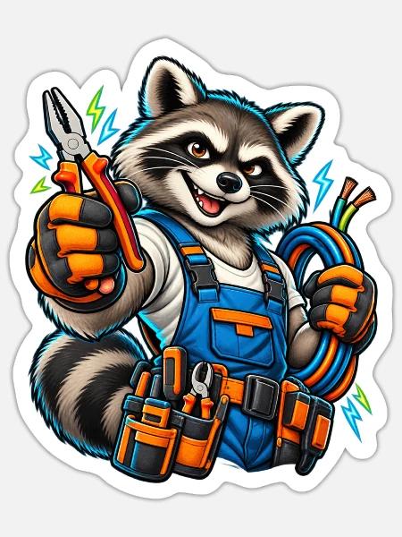 Elektriker Handwerk / Handwerker - Sticker Größe S (10 x 10 cm) - Mattweiß
