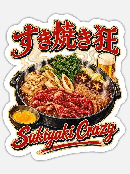 Sukiyaki Crazy - Sticker Größe S (10 x 10 cm) - Mattweiß