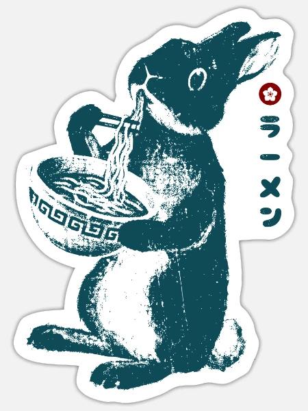 Ramen Bunny - Sticker Größe S (10 x 10 cm) - Mattweiß