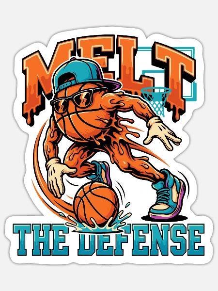 Basketball-Monster gegen Defense - Sticker Größe S (10 x 10 cm) - Mattweiß