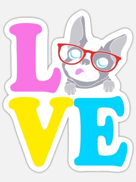 Boston Terrier - Sticker Größe S (10 x 10 cm) - Mattweiß