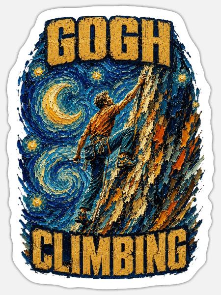 Gogh Klettern Kletterkunst - Sticker Größe S (10 x 10 cm) - Mattweiß
