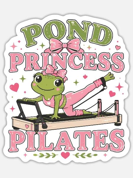  Meditation REFORMER-PRINCESS-PILATES Frosch Yoga - Sticker Größe S (10 x 10 cm) - Mattweiß
