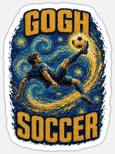 Gogh Fußball - Sticker Größe S (10 x 10 cm) - Mattweiß