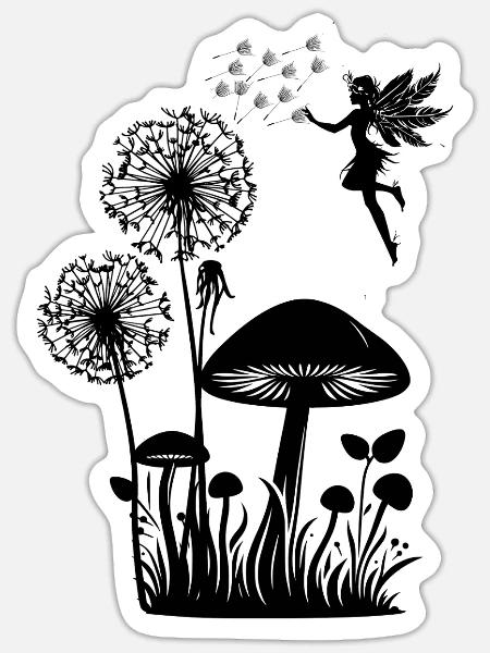 Schmetterlingdesign Pusteblumen Wiese Herzen Feen - Sticker Größe S (10 x 10 cm) - Mattweiß
