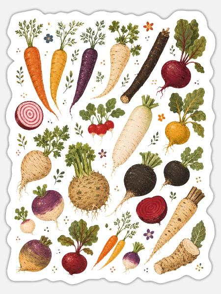 Wurzelgemüse | Garten & Ernte - Sticker Größe S (10 x 10 cm) - Mattweiß