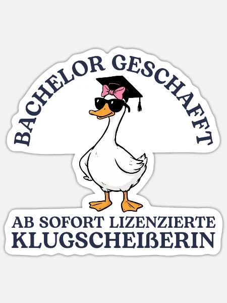 Bachelorprüfung Studium Abschluss Studentin - Sticker Größe S (10 x 10 cm) - Mattweiß