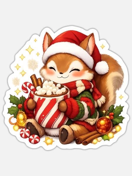 Niedliches Eichhörnchen Mit - Sticker Größe S (10 x 10 cm) - Mattweiß