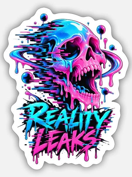 Reality Leaks Neon Skull - Sticker Größe S (10 x 10 cm) - Mattweiß