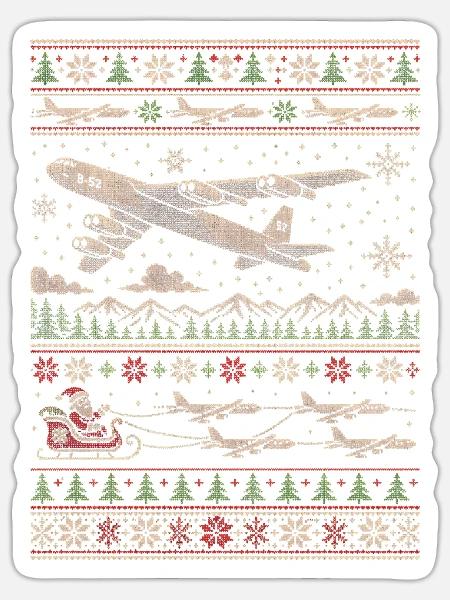 B52 Stratofortress Weihnachtspullover - Sticker Größe S (10 x 10 cm) - Mattweiß