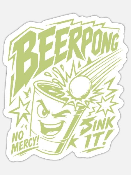 Beer Pong No Mercy - Sticker Größe S (10 x 10 cm) - Mattweiß