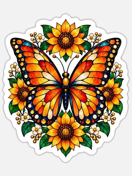 Schmetterlinge Schöner Schmetterling - Sticker Größe S (10 x 10 cm) - Mattweiß