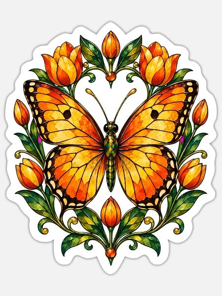 Schmetterlinge Schöner Schmetterling - Sticker Größe S (10 x 10 cm) - Mattweiß