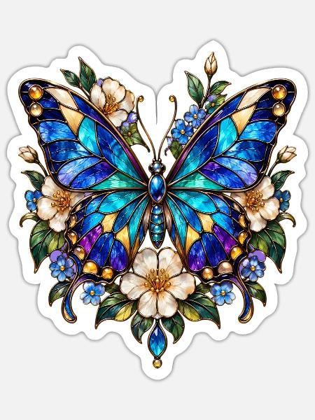 Schmetterlinge Schöner Schmetterling - Sticker Größe S (10 x 10 cm) - Mattweiß