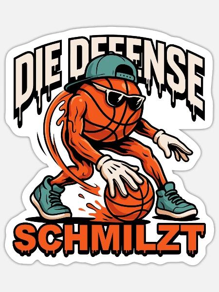 Die Defense Schmilzt Basketball - Sticker Größe S (10 x 10 cm) - Mattweiß