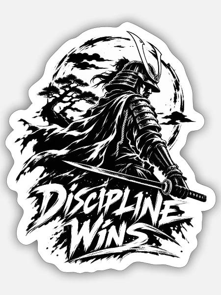 Disziplin siegt: Samurai-Krieger - Sticker Größe S (10 x 10 cm) - Mattweiß