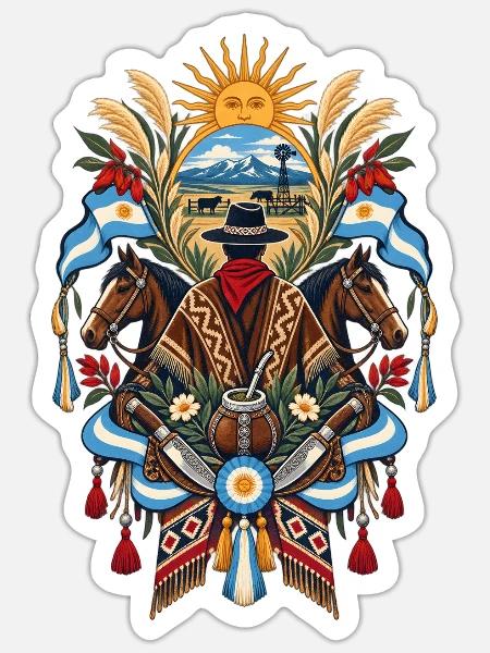 Argentinien | Gaucho, Pampa & Mate - Sticker Größe S (10 x 10 cm) - Mattweiß
