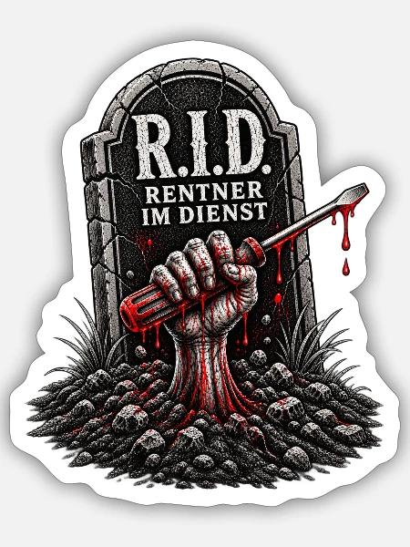 Rentner im Dienst - Sticker Größe S (10 x 10 cm) - Mattweiß