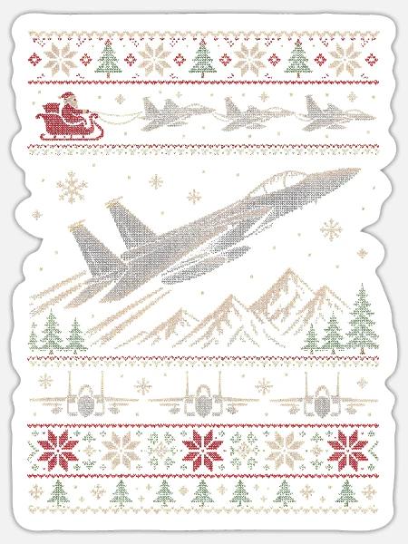 F15 Eagle Weihnachtspullover - Sticker Größe S (10 x 10 cm) - Mattweiß