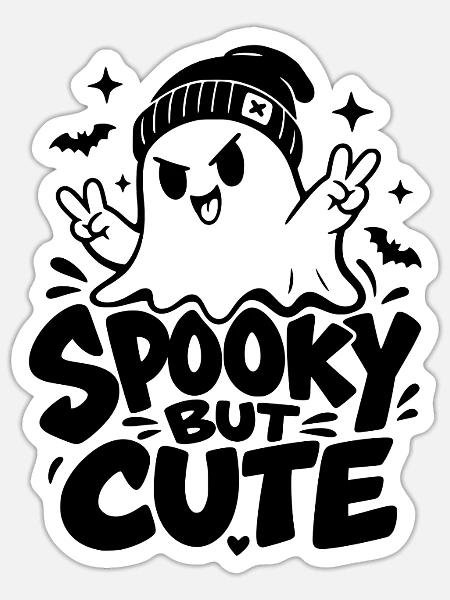 Spooky But Cute - Sticker Größe S (10 x 10 cm) - Mattweiß