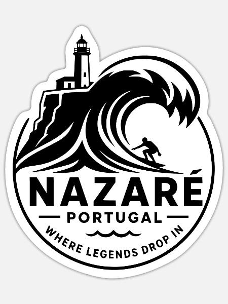 Nazaré Big Wave - Sticker Größe S (10 x 10 cm) - Mattweiß