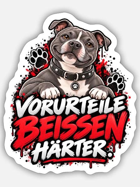 Vorurteile Beissen Härter  - Sticker Größe S (10 x 10 cm) - Mattweiß