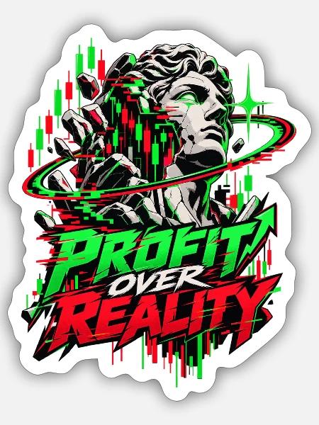 Profit über Realität Neon-Glitch - Sticker Größe S (10 x 10 cm) - Mattweiß