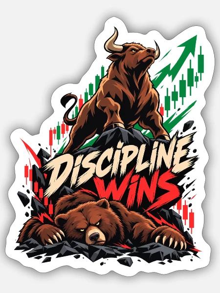 Disziplin siegt: Bulle und Bär - Sticker Größe S (10 x 10 cm) - Mattweiß