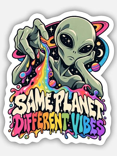 Gleicher Planet, andere Vibes - Sticker Größe S (10 x 10 cm) - Mattweiß