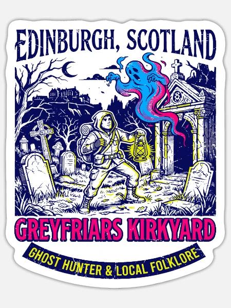 Scotland Edinburgh Ghost Hunter Greyfriars - Sticker Größe S (10 x 10 cm) - Mattweiß