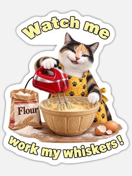Ich arbeite an meinen Schnurrhaaren - Sticker Größe S (10 x 10 cm) - Mattweiß