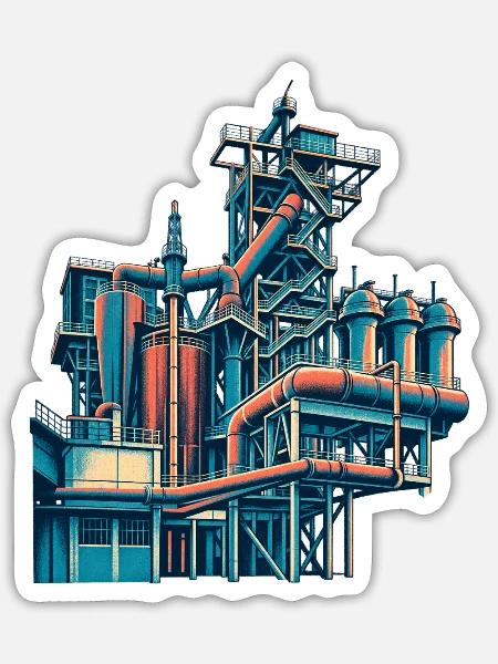 Landschaftspark Duisburg Retro - Sticker Größe S (10 x 10 cm) - Mattweiß