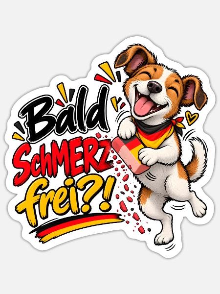 Bald SchMERZ frei?! Gegen Merz - Sticker Größe S (10 x 10 cm) - Mattweiß