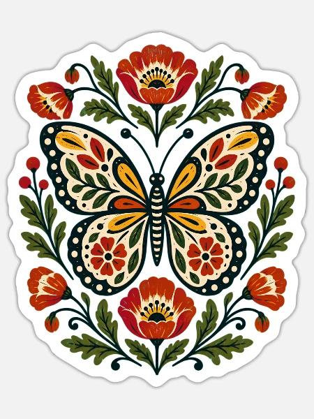 Schmetterlinge Schöner Schmetterling - Sticker Größe S (10 x 10 cm) - Mattweiß