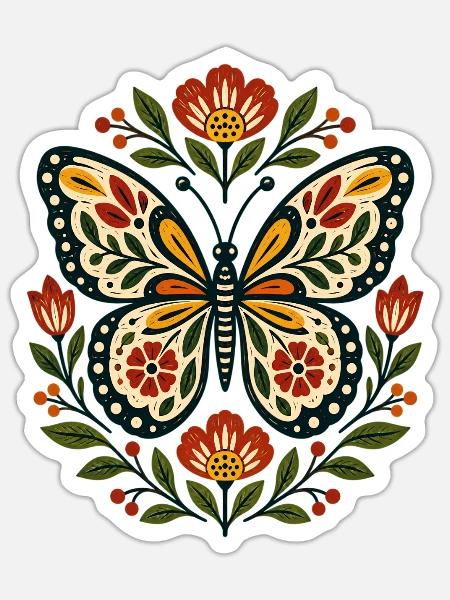 Schmetterlinge Schöner Schmetterling - Sticker Größe S (10 x 10 cm) - Mattweiß